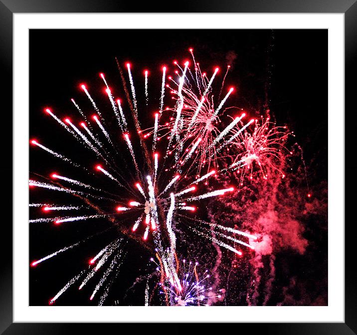 Fourth of July sky in Montana Fireworks Framed Mounted Print by Larry Stolle