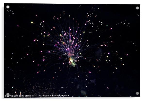 Fourth of July sky in Montana Fireworks Acrylic by Larry Stolle