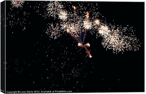 Fourth of July sky in Montana Fireworks Canvas Print by Larry Stolle