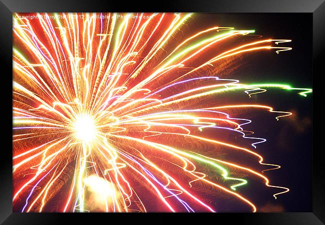 Fourth of July sky in Montana Fireworks Framed Print by Larry Stolle