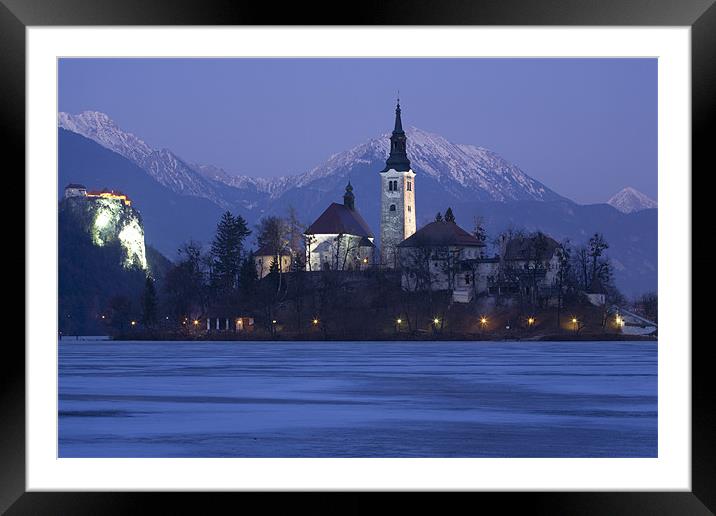 Frozen Lake Bled Framed Mounted Print by Ian Middleton