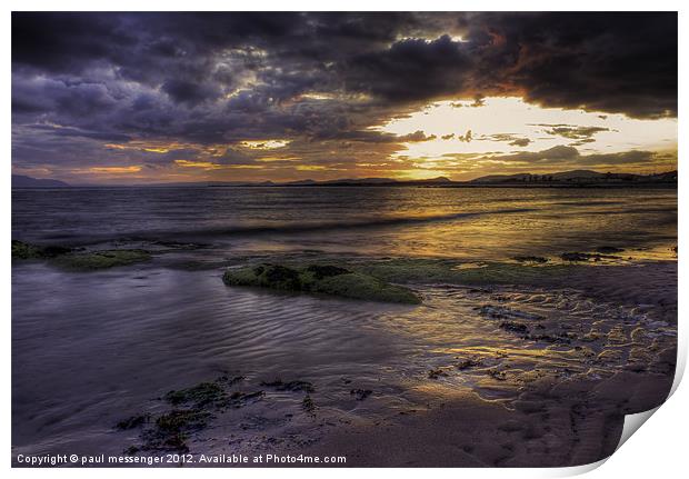 Ardrossan Beach Sunset Print by Paul Messenger