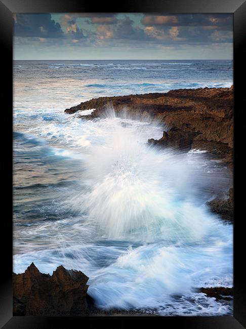 Kauai Sea Explosion Framed Print by Mike Dawson