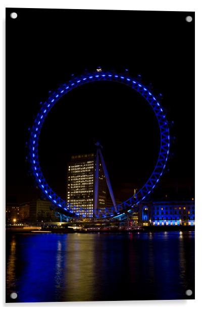 The london eye at Night Acrylic by David Pyatt