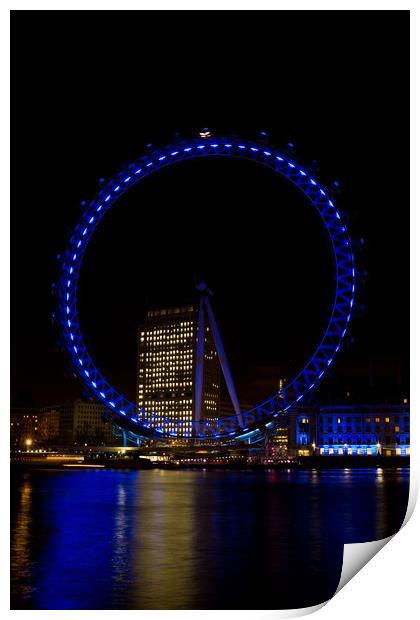 The london eye at Night Print by David Pyatt