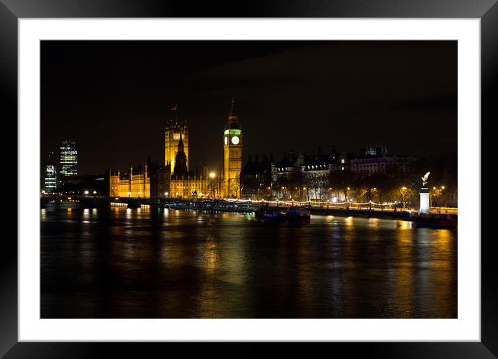 London at Night Framed Mounted Print by David Pyatt