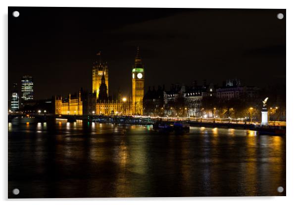 London at Night Acrylic by David Pyatt