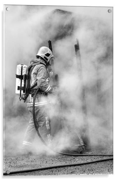 Mono Firefighter Acrylic by Eddie Howland
