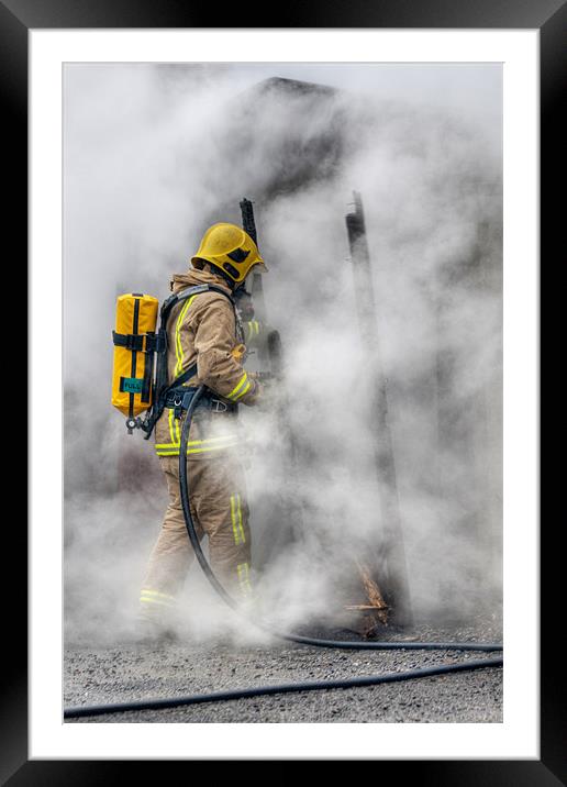 Firefighter Framed Mounted Print by Eddie Howland