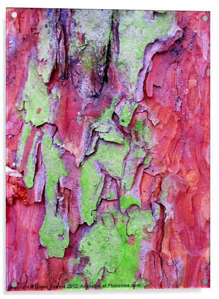 PINK & green tree bark Acrylic by DEE- Diana Cosford