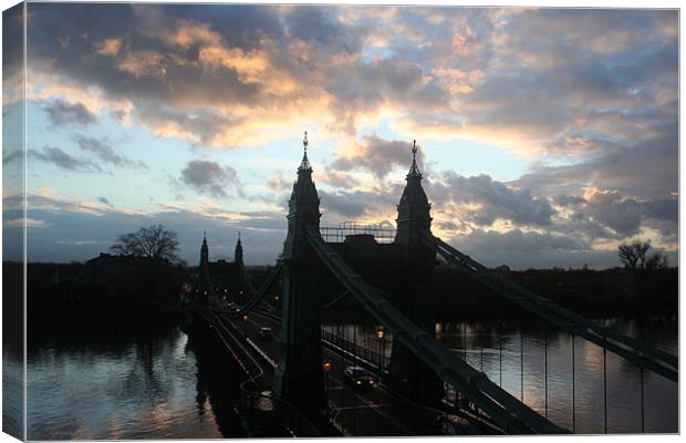 Hammersmith Bridge - sunset & high tide 26 Canvas Print by Ian Small