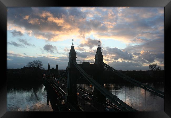 Hammersmith Bridge - sunset & high tide 26 Framed Print by Ian Small