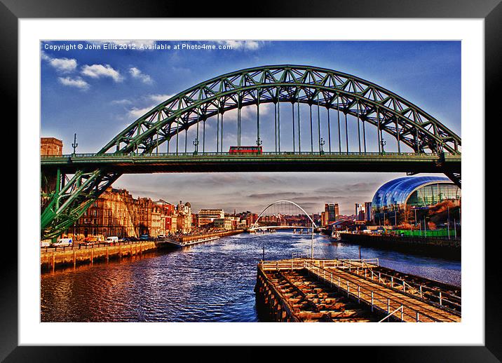 Tyne Bridge (HDR Effect) Framed Mounted Print by John Ellis