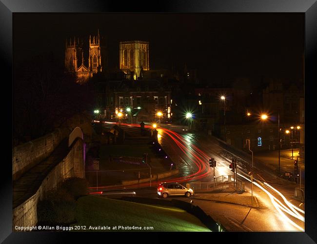 York Minster & Bar Walls at Night Framed Print by Allan Briggs