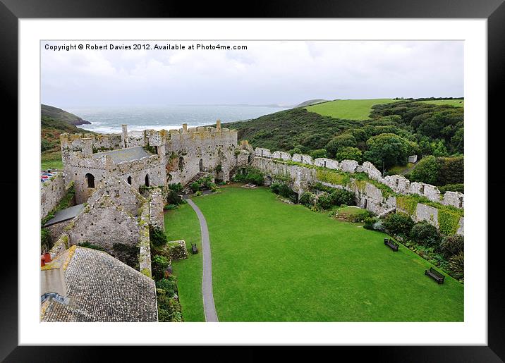 Manorbier Castle, Pembrokeshire Framed Mounted Print by Robert Davies