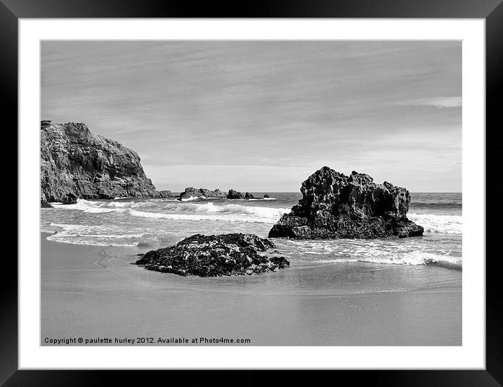 Lydstep Cavern Beach.Lydstep. Wales. Framed Mounted Print by paulette hurley