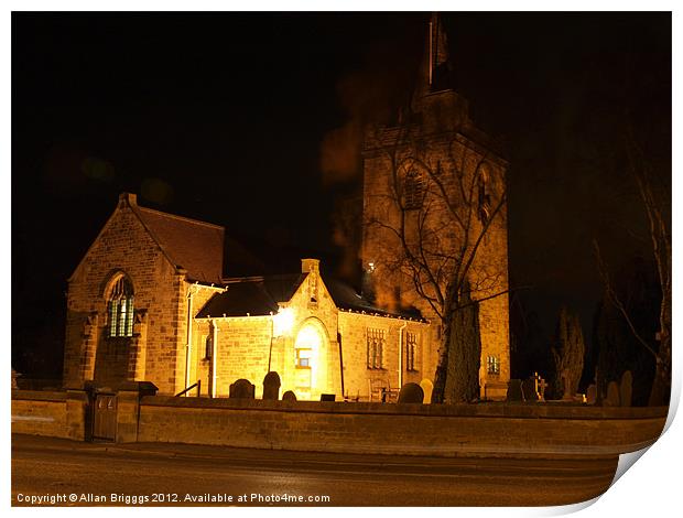 Rufforth Church at Night Print by Allan Briggs