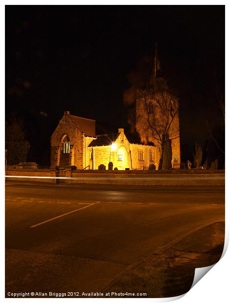 Rufforth Church at Night Print by Allan Briggs