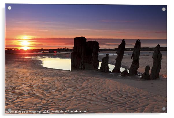 Ardrossan Wreck Beach Sunset Acrylic by Paul Messenger