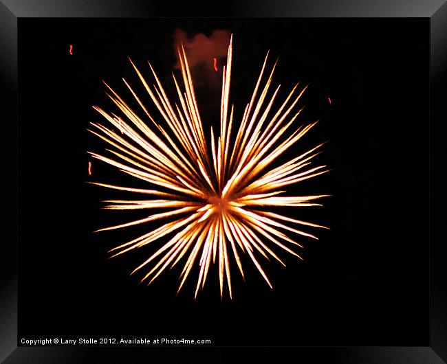 Fourth of July sky in Montana Fireworks Framed Print by Larry Stolle