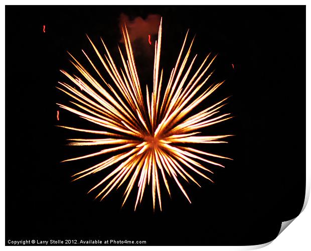 Fourth of July sky in Montana Fireworks Print by Larry Stolle