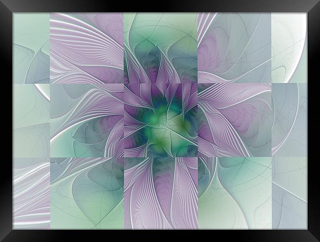 Tiled in Lilac and Green Framed Print by Amanda Moore