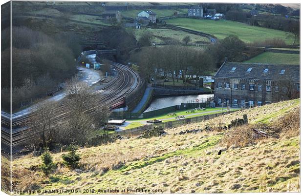 Railway and Standedge Tunnel Visiter Centre Canvas Print by JEAN FITZHUGH