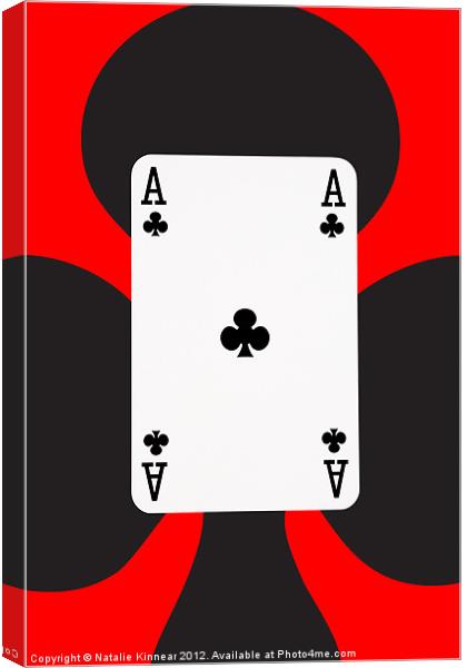 Ace of Clubs on Red Canvas Print by Natalie Kinnear