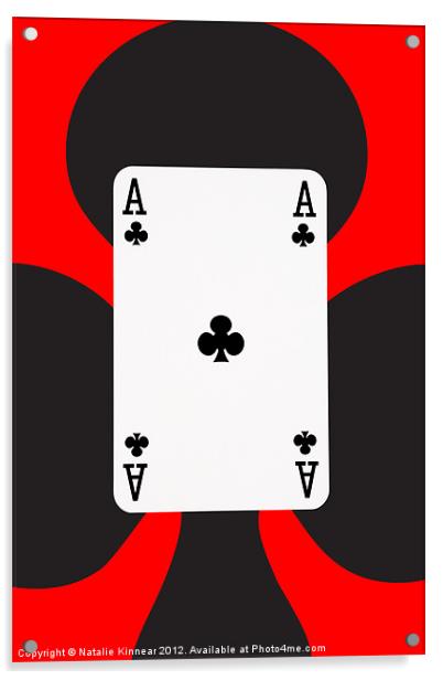 Ace of Clubs on Red Acrylic by Natalie Kinnear