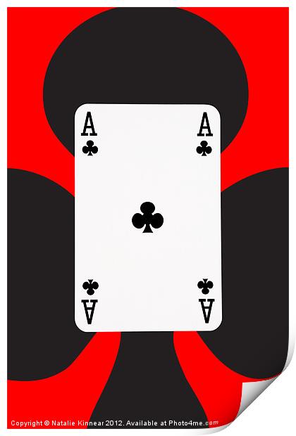 Ace of Clubs on Red Print by Natalie Kinnear
