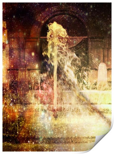 Fountain of Coloured Champagne. Print by Heather Goodwin