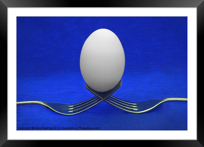 Balanced Breakfast Blue Framed Mounted Print by Alice Gosling