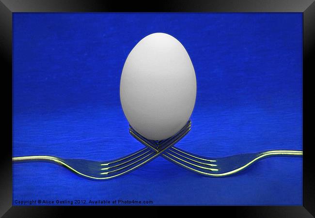 Balanced Breakfast Blue Framed Print by Alice Gosling