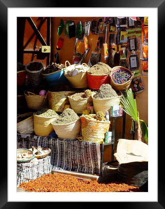 Spice market stall in Morocco Framed Mounted Print by Emma Finbow