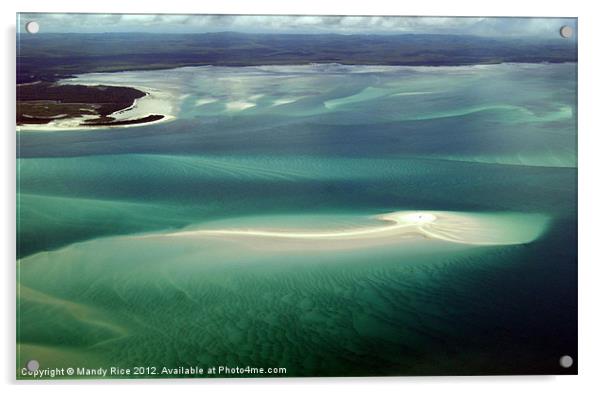 Aerial view over Barrier Reef Acrylic by Mandy Rice