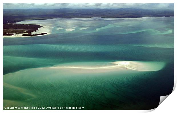 Aerial view over Barrier Reef Print by Mandy Rice