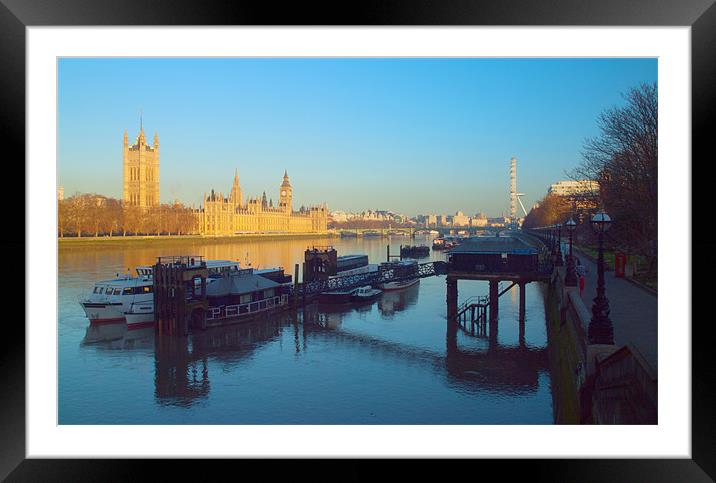 Winter Sunshine on Big Ben Framed Mounted Print by Clive Eariss