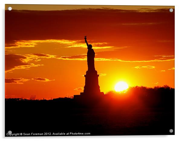 Statue of Liberty at Sunset Acrylic by Sean Foreman