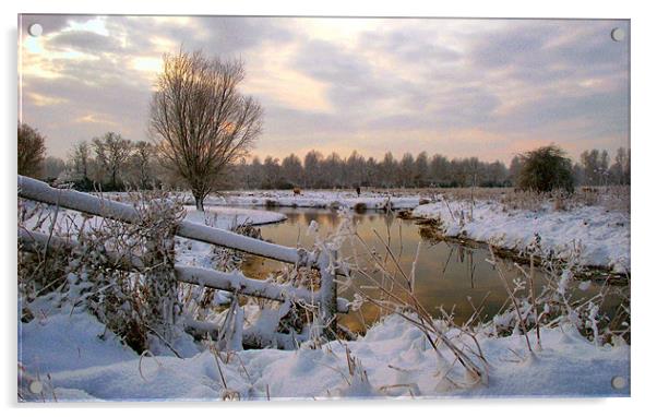 Winter on the Ivel 1 Acrylic by Geoff Phillips