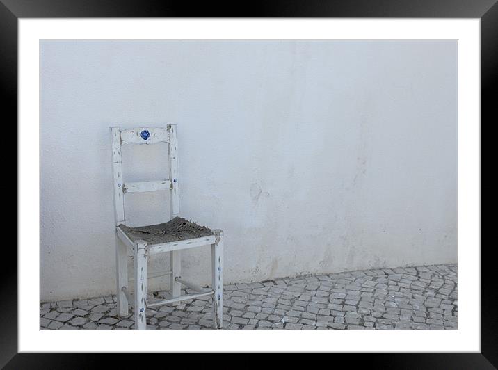 White Chair Framed Mounted Print by Rebecca Briggs
