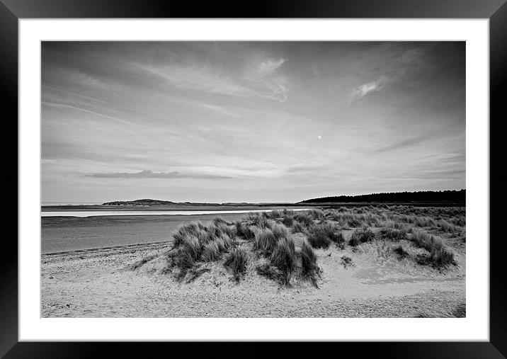 Moon Rise over Holkham Beach Mono Framed Mounted Print by Paul Macro