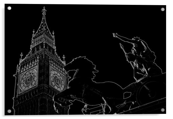 Big Ben and Boudica Statue Acrylic by David Pyatt