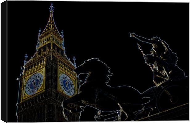Big Ben and Boudica Statue Canvas Print by David Pyatt