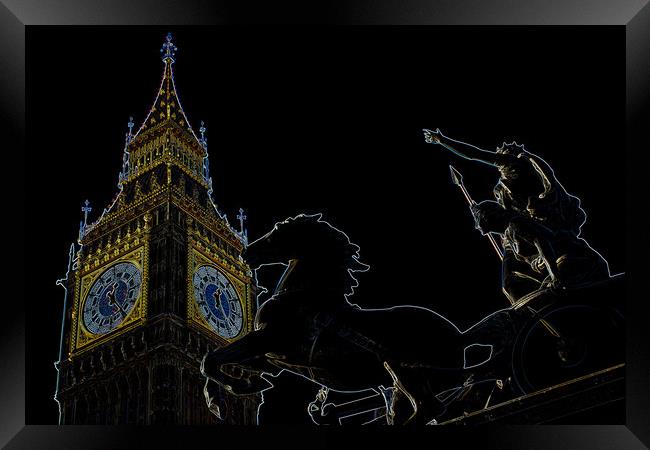 Big Ben and Boudica Statue Framed Print by David Pyatt