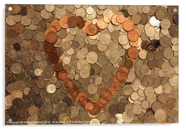 Money Love Acrylic by Adrian Wilkins