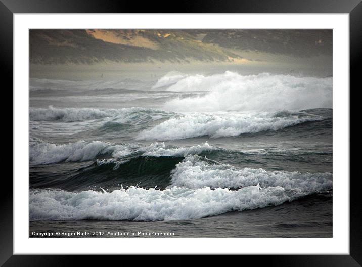 Angry Sea Heralding the Storm Framed Mounted Print by Roger Butler