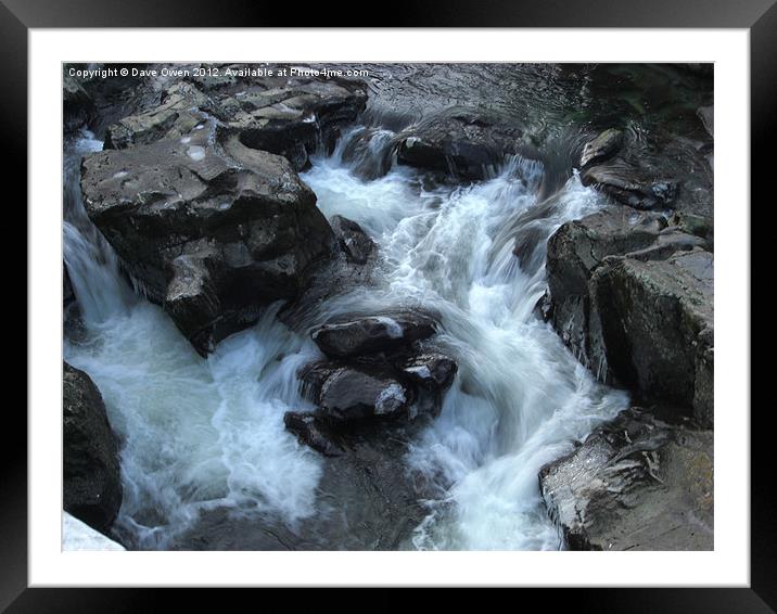 Winter Waterfall Framed Mounted Print by Dave Owen
