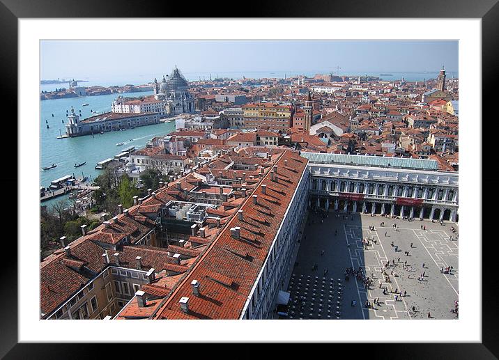 Piazza San Marco and Venice skyline, panoramic vie Framed Mounted Print by Linda More