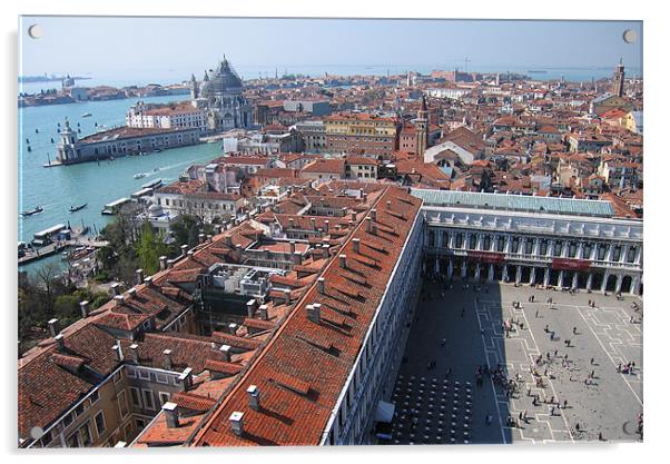 Piazza San Marco and Venice skyline, panoramic vie Acrylic by Linda More