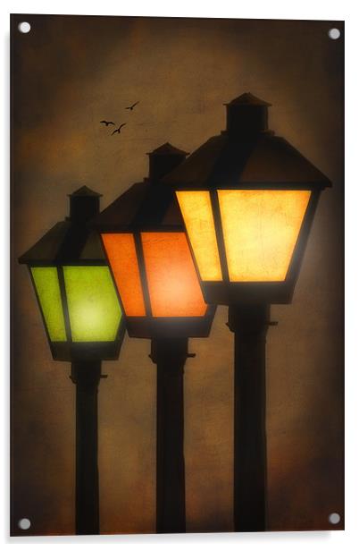 THREE LAMP LIGHTS Acrylic by Tom York